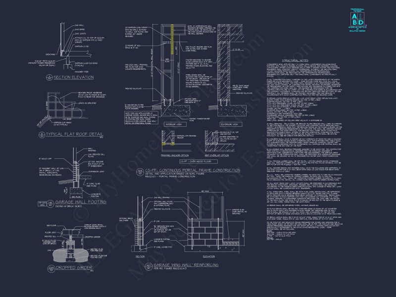 One-Car Garage Plan with Detailed CAD Blueprint and Architecture Designs