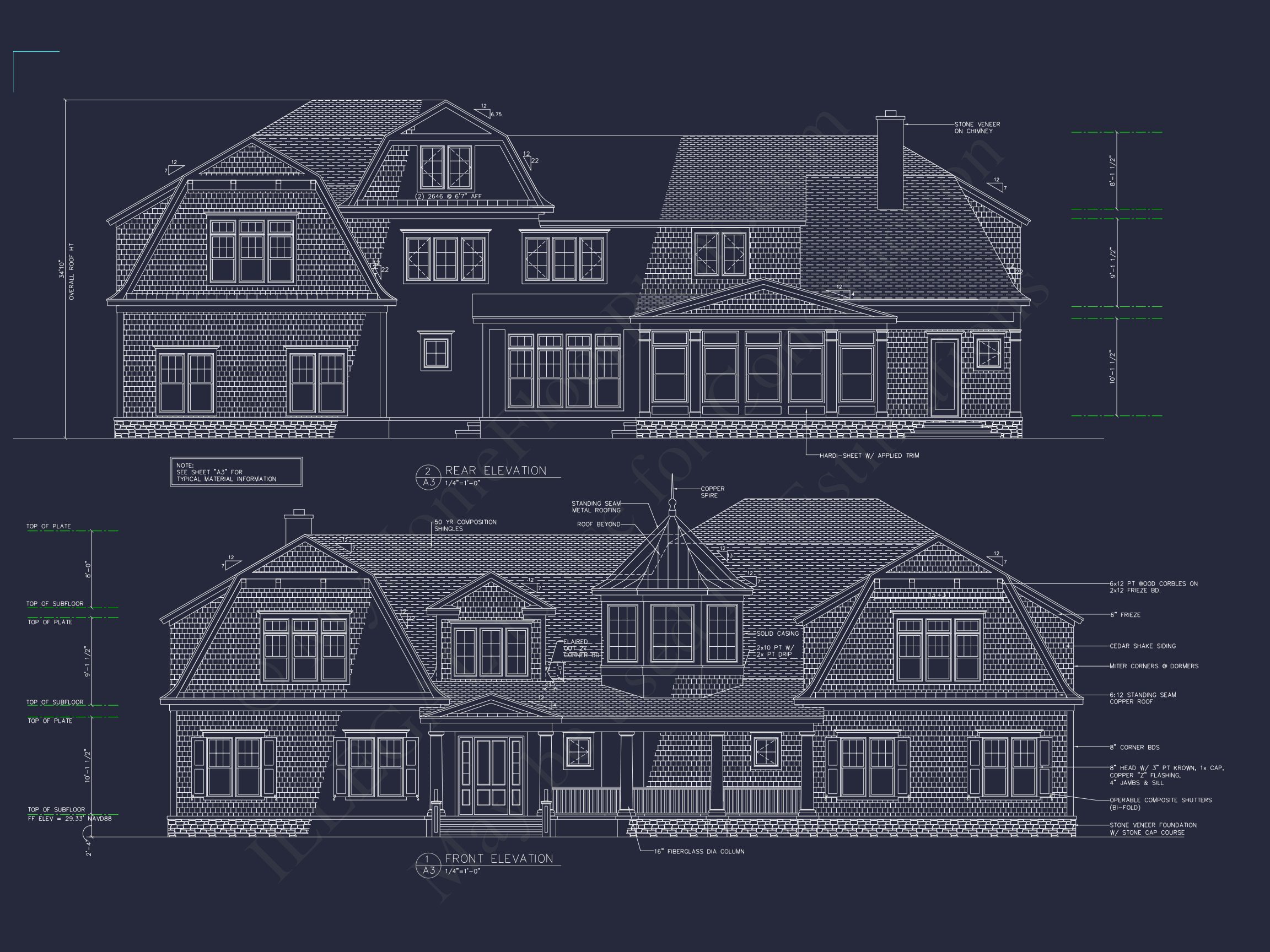 Shingle Style 2-Story house Plan,6 Bed,4693 Sq Ft Floor Plan