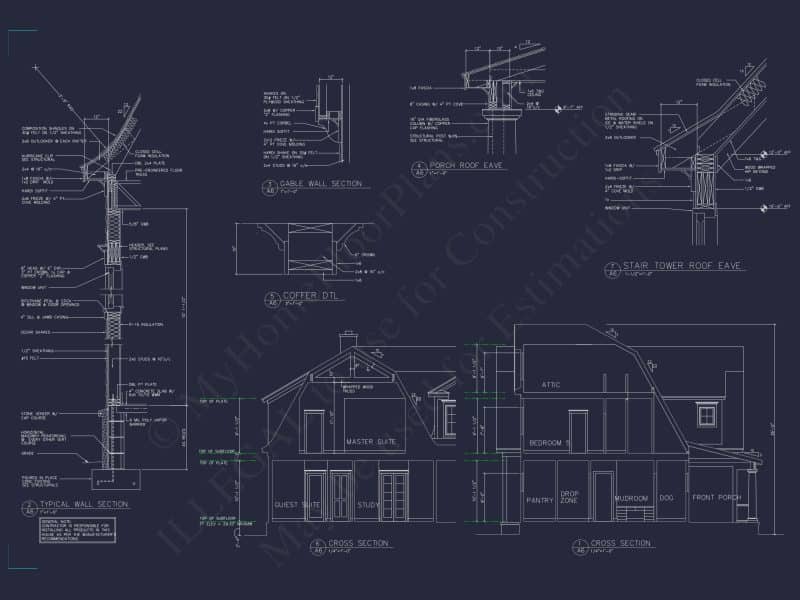 Shingle Style 2-Story house Plan, 6 Bed, 4693 Sq Ft Floor Plan