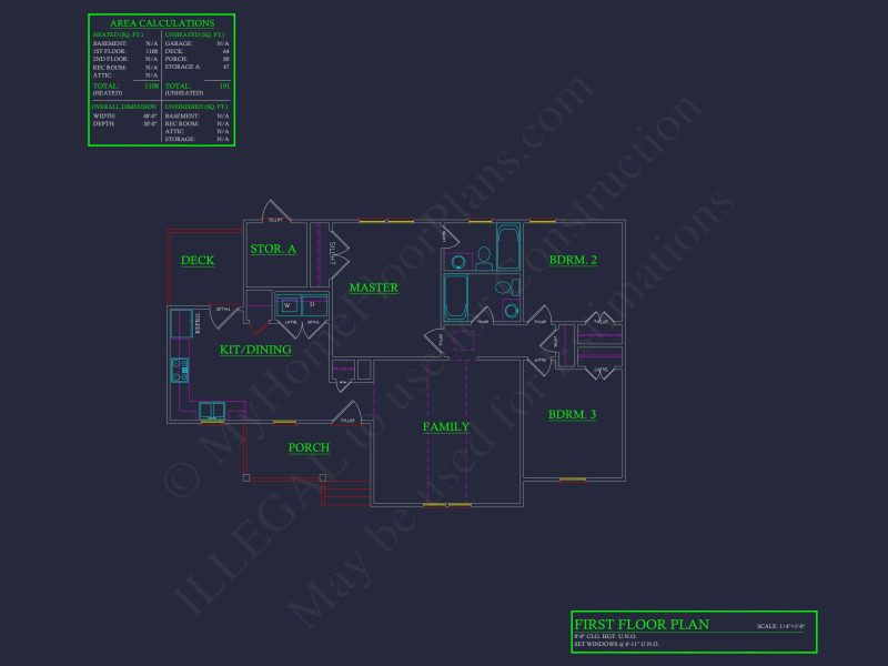 Small Ranch house Plan with Open Floor Blueprint & CAD Designs