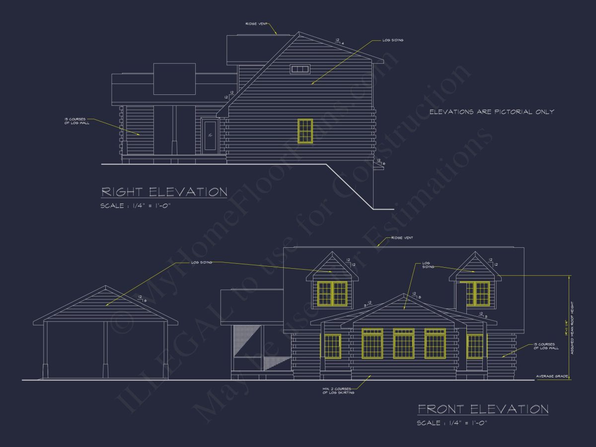 Spacious 2-Story Cabin house Plan with CAD Blueprint Designs