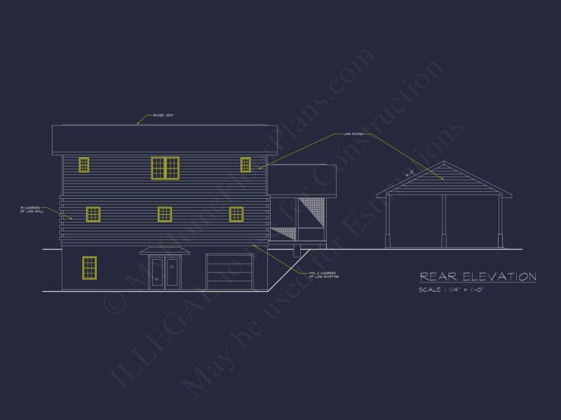 Spacious 2-Story Cabin house Plan with CAD Blueprint Designs