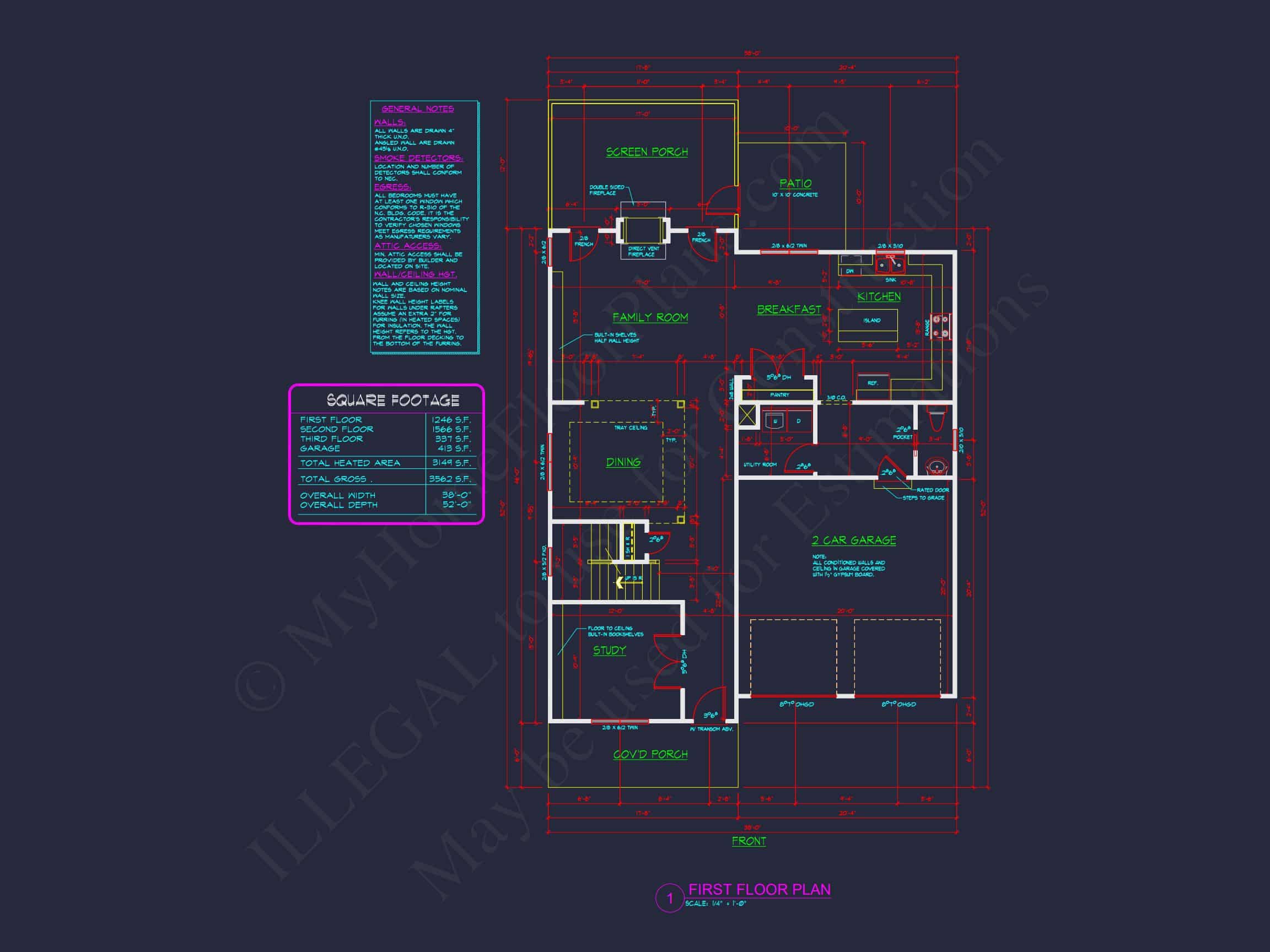 Spacious 2-Story Craftsman house Plan with CAD Blueprints