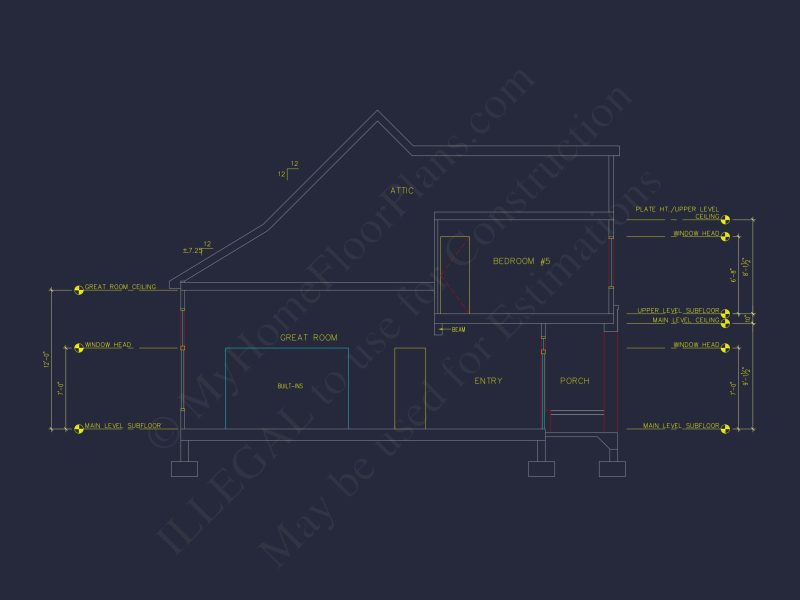 Spacious 2-Story house Floor Plan with 4 Bedrooms & CAD Designs