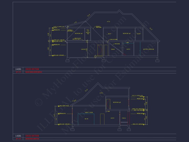 Spacious 2-Story house Floor Plan with 4 Bedrooms & CAD Designs