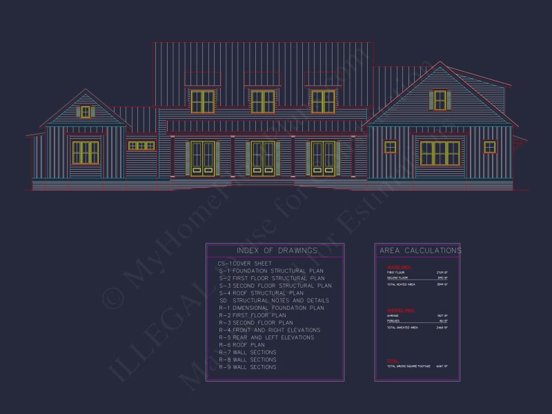 Spacious 2-Story house Floor Plan with CAD Designs & Blueprint