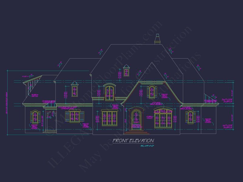 Spacious 2-Story house Floor Plan with French Country Design