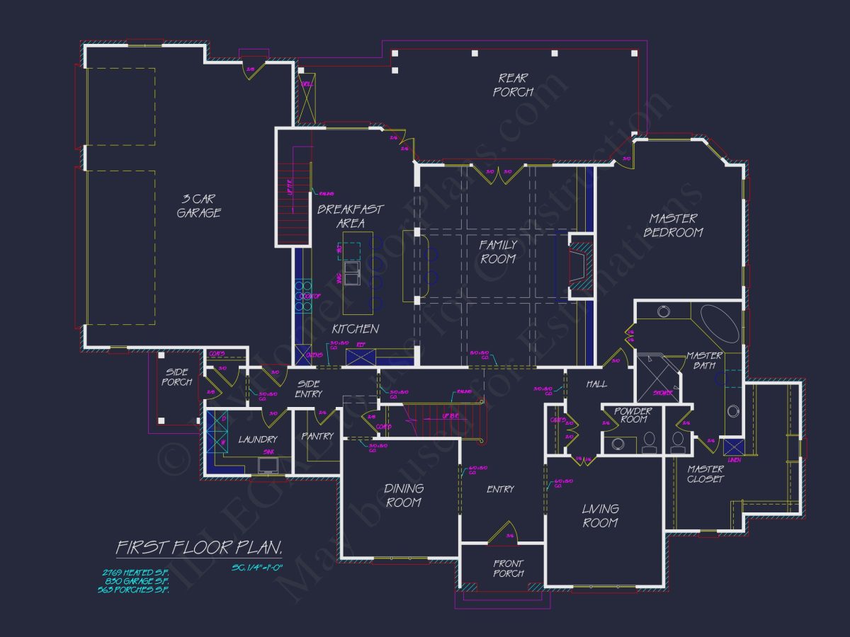 Spacious 2-Story house Floor Plan with French Country Design