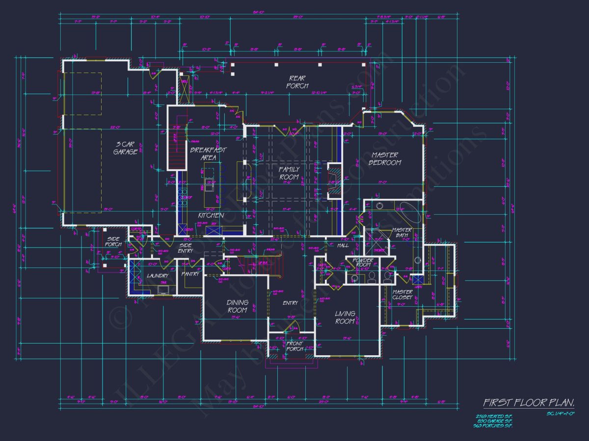 Spacious 2-Story house Floor Plan with French Country Design