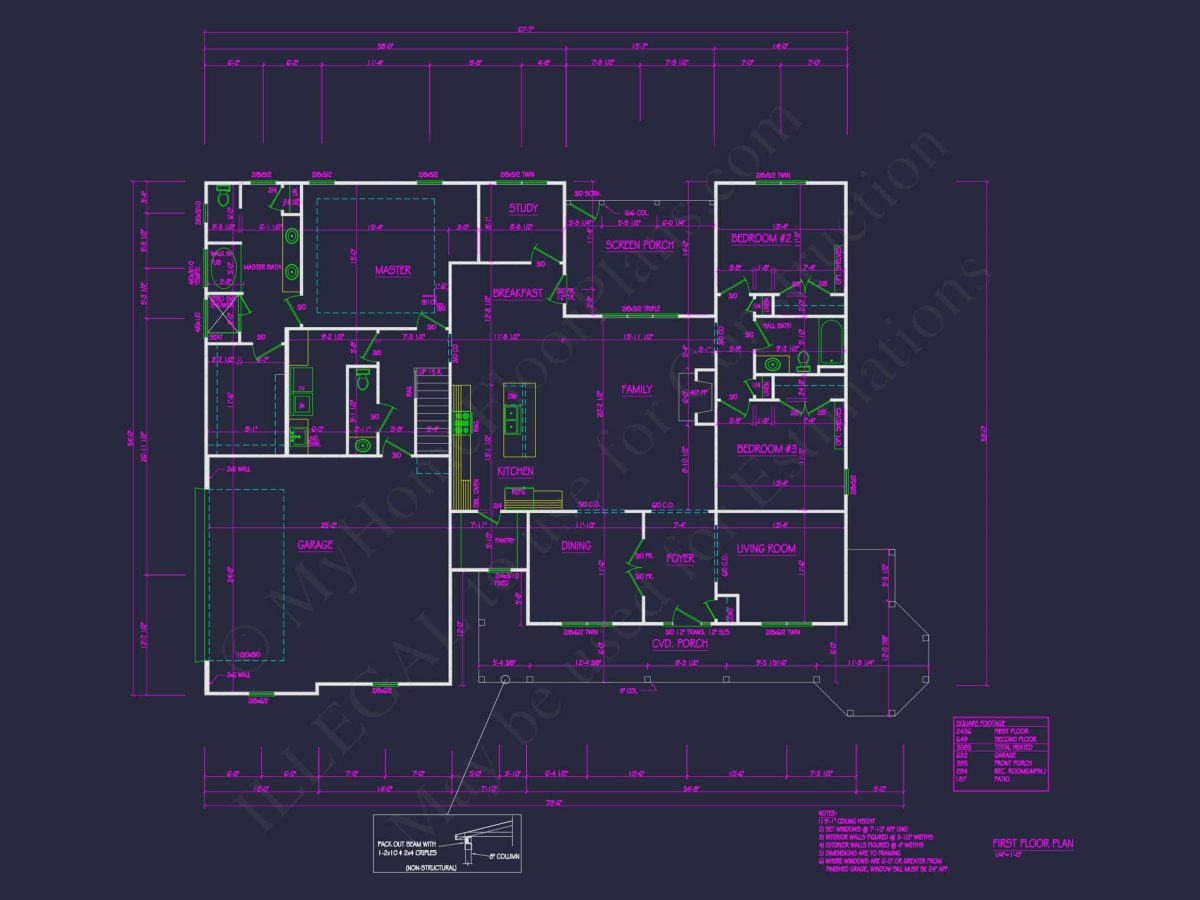 Spacious 2-Story house Plan with 3 Bedrooms and Colonial Design