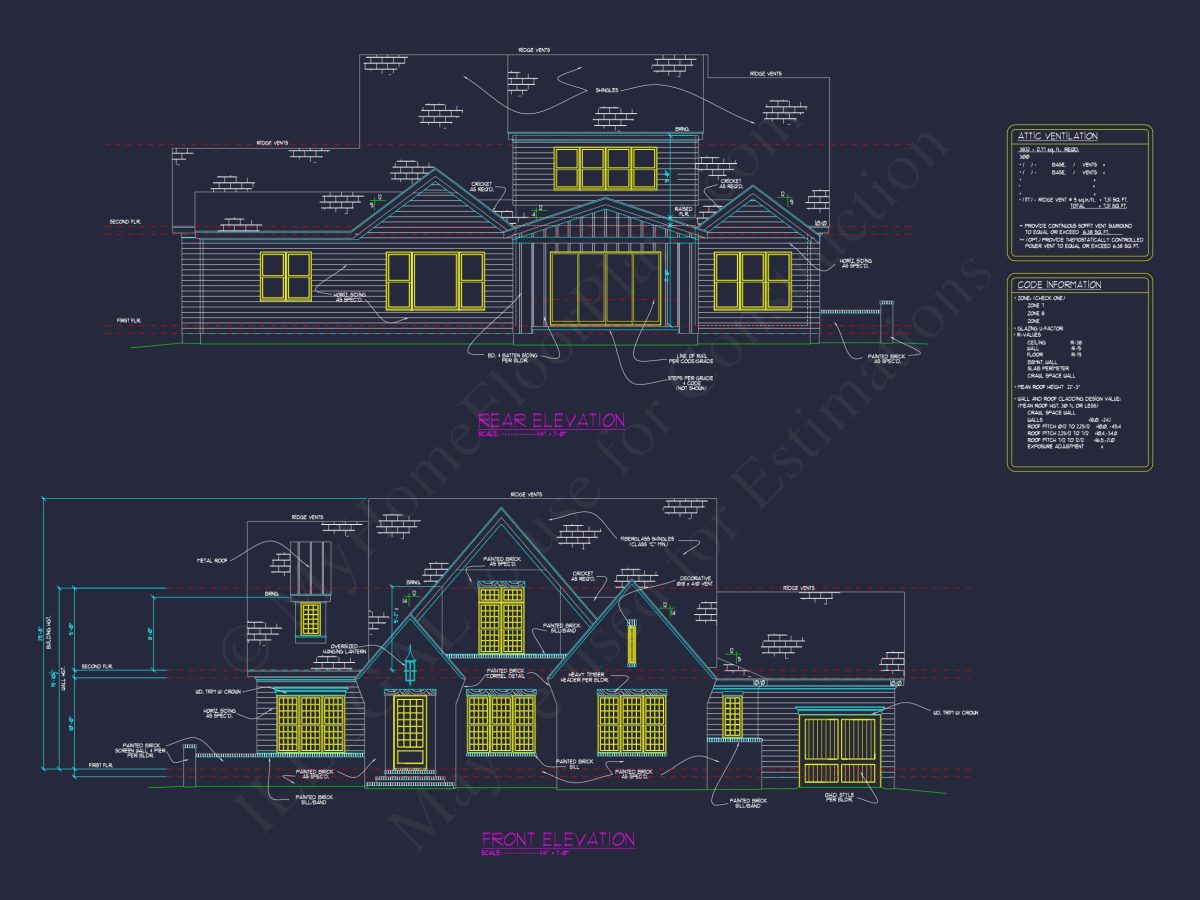 Spacious 2-Story house Plan with 4 Bedrooms and 3 Garage Bays