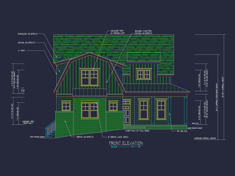 Spacious 2-Story house Plan with CAD Architecture Blueprint
