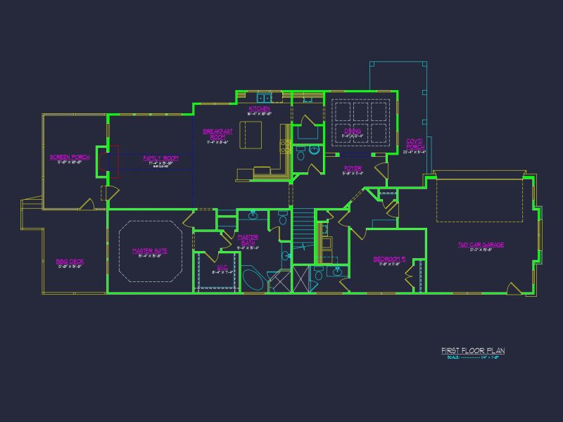 Spacious 2-Story house Plan with CAD Architecture Blueprint