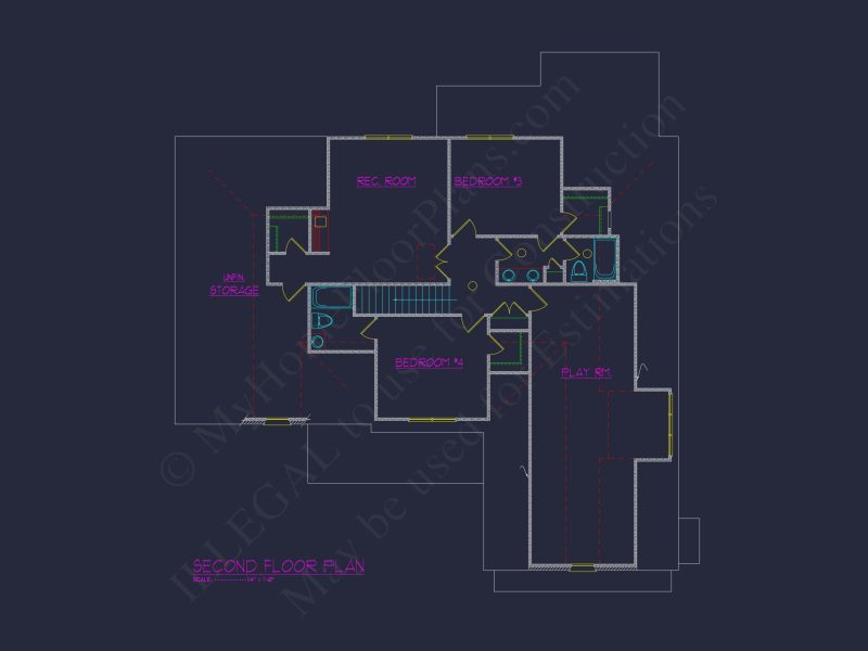 Spacious 2-Story house Plan with CAD Blueprint & Designs