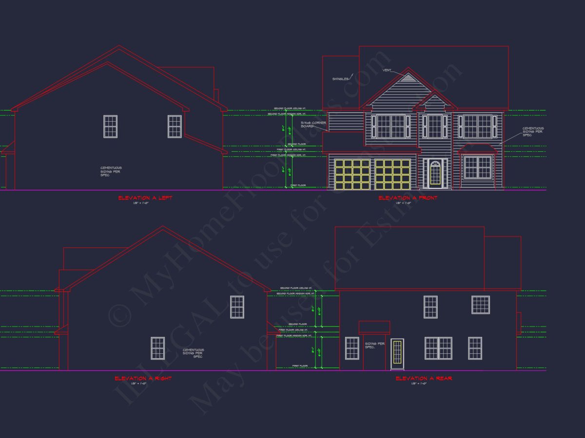 Spacious 2-Story house Plan with CAD Designs and Floor Blueprints