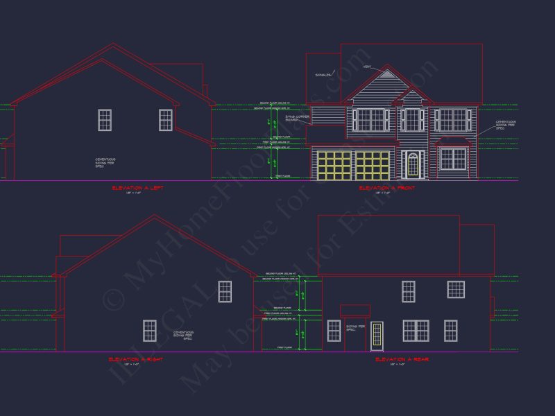Spacious 2-Story house Plan with CAD Designs and Floor Blueprints