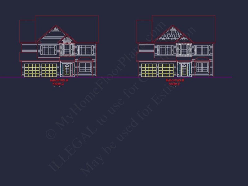 Spacious 2-Story house Plan with CAD Designs and Floor Blueprints