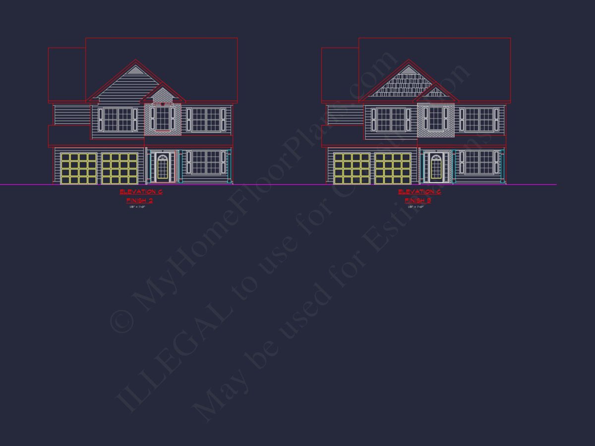 Spacious 2-Story house Plan with CAD Designs and Floor Blueprints