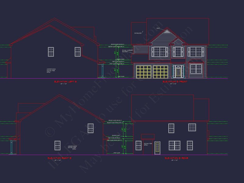 Spacious 2-Story house Plan with CAD Designs and Floor Blueprints
