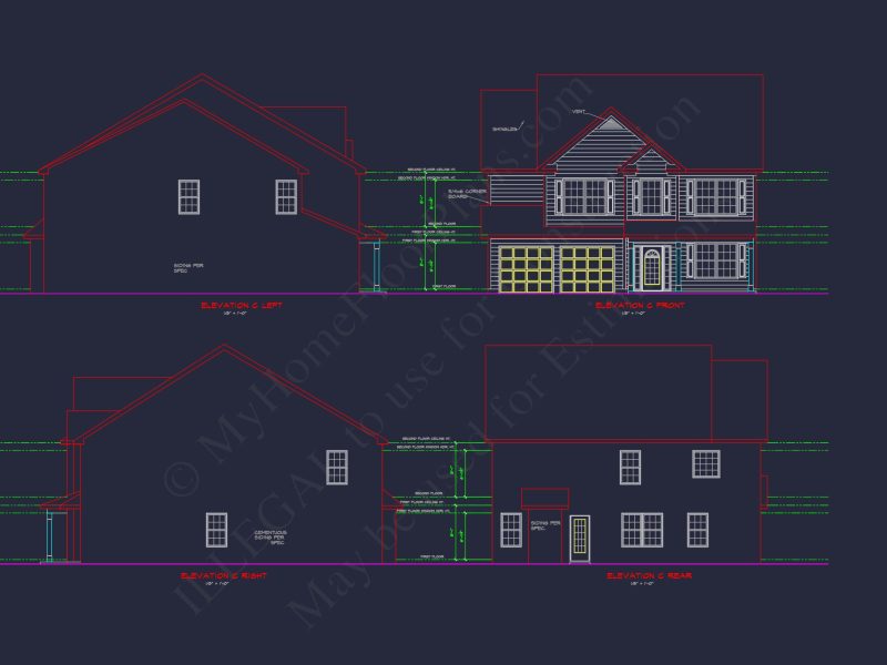 Spacious 2-Story house Plan with CAD Designs and Floor Blueprints