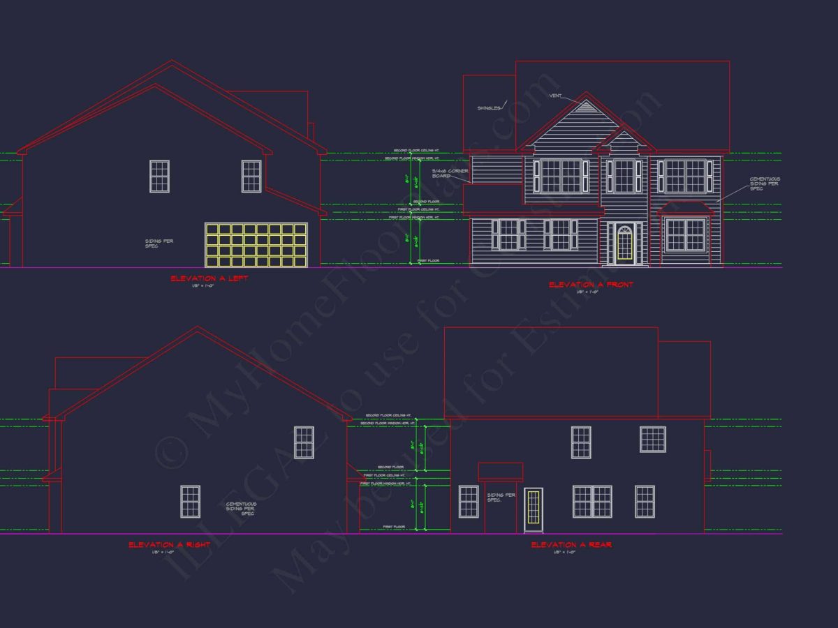 Spacious 2-Story house Plan with CAD Designs and Floor Blueprints