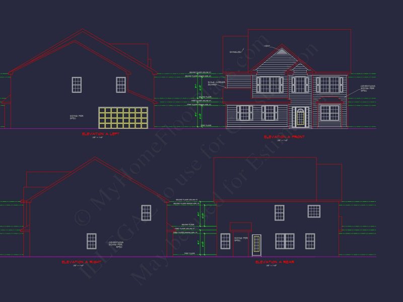 Spacious 2-Story house Plan with CAD Designs and Floor Blueprints