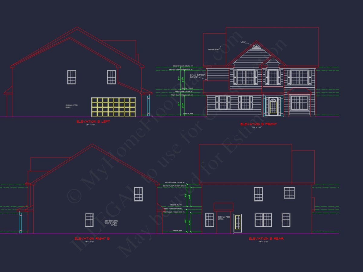 Spacious 2-Story house Plan with CAD Designs and Floor Blueprints