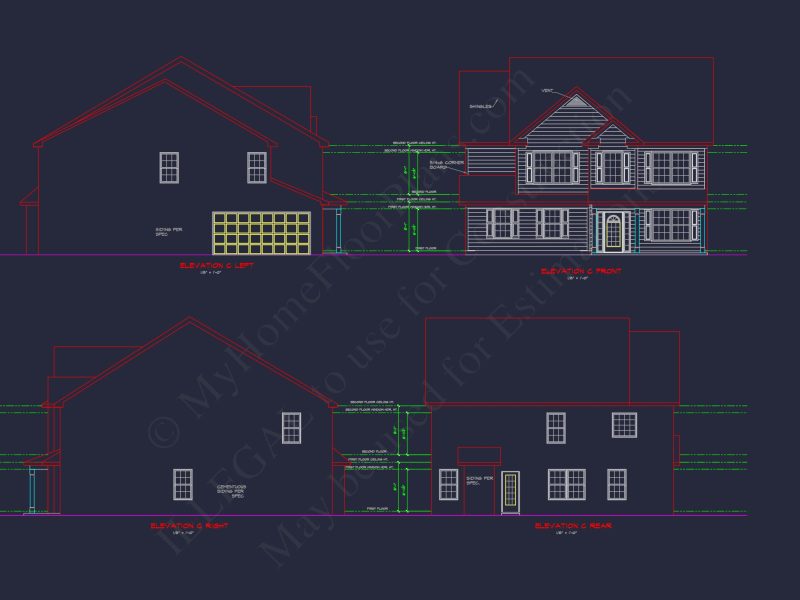 Spacious 2-Story house Plan with CAD Designs and Floor Blueprints