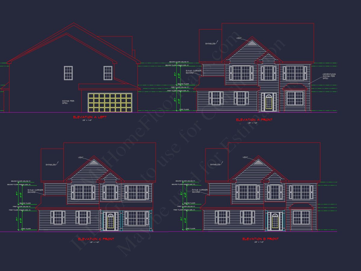 Spacious 2-Story house Plan with CAD Designs and Floor Blueprints
