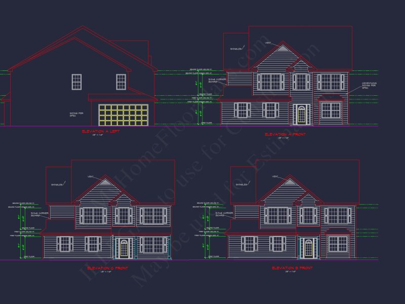 Spacious 2-Story house Plan with CAD Designs and Floor Blueprints