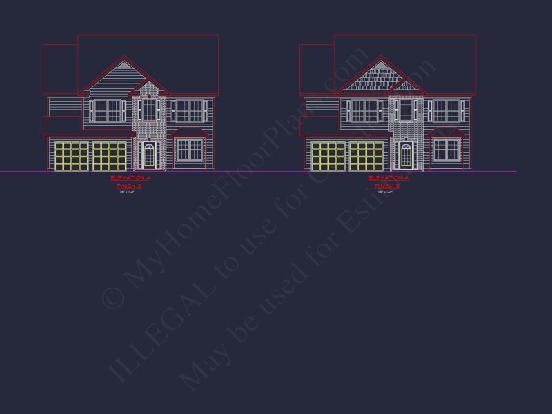 Spacious 2-Story house Plan with CAD Designs and Floor Blueprints