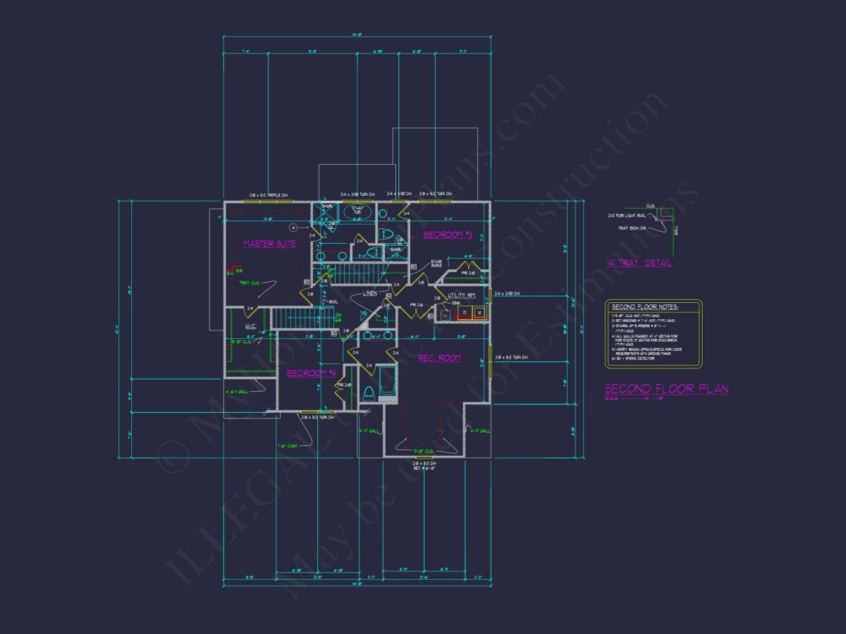 Spacious 2.5 Story house Design with CAD Floor Plans