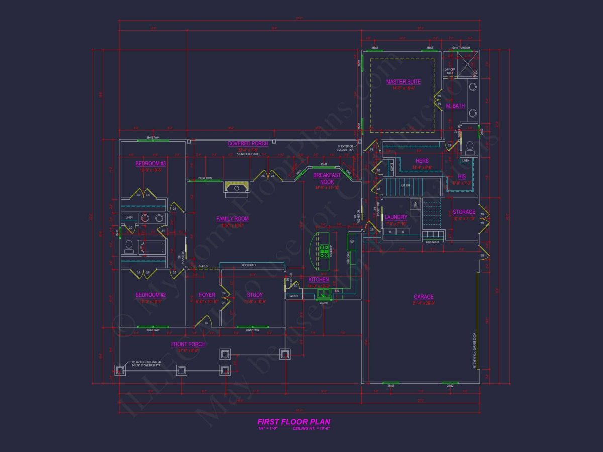 Spacious 3-Bedroom house Plan with Blueprint and CAD Designs