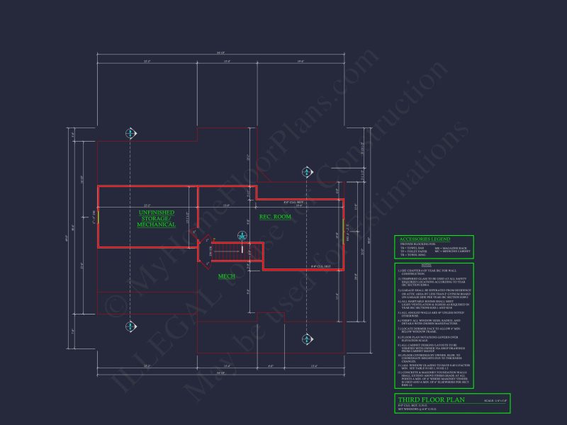 Spacious 3-Story house Plan with 4 Bedrooms and CAD Designs