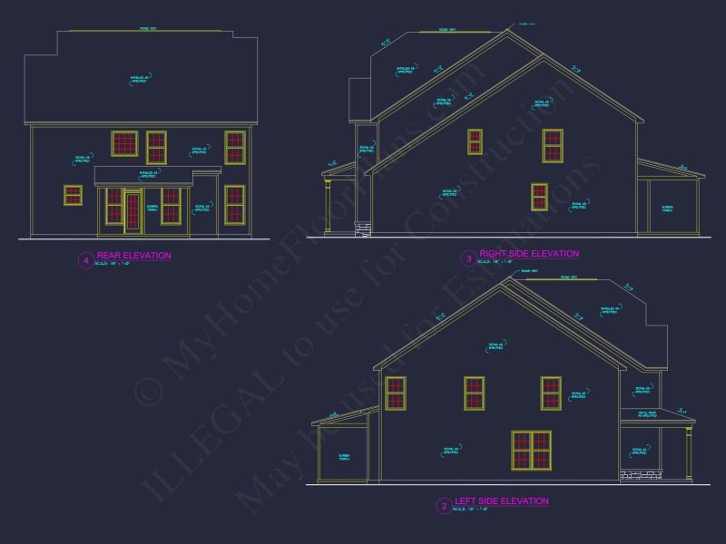 Spacious 4-Bedroom house Plan with CAD Blueprint Designs