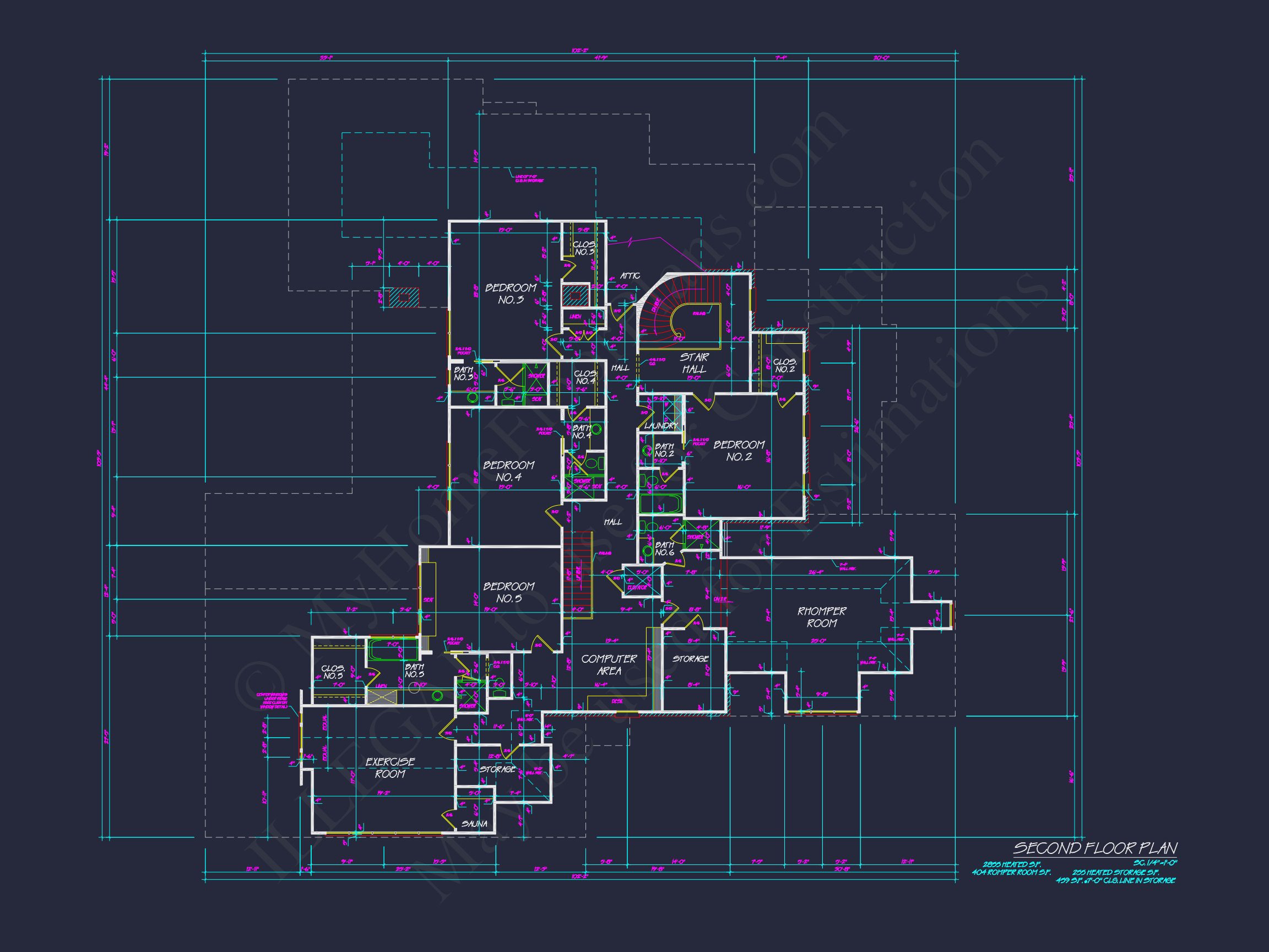 Spacious 5-Bedroom house Floor Plan with Detailed CAD Designs