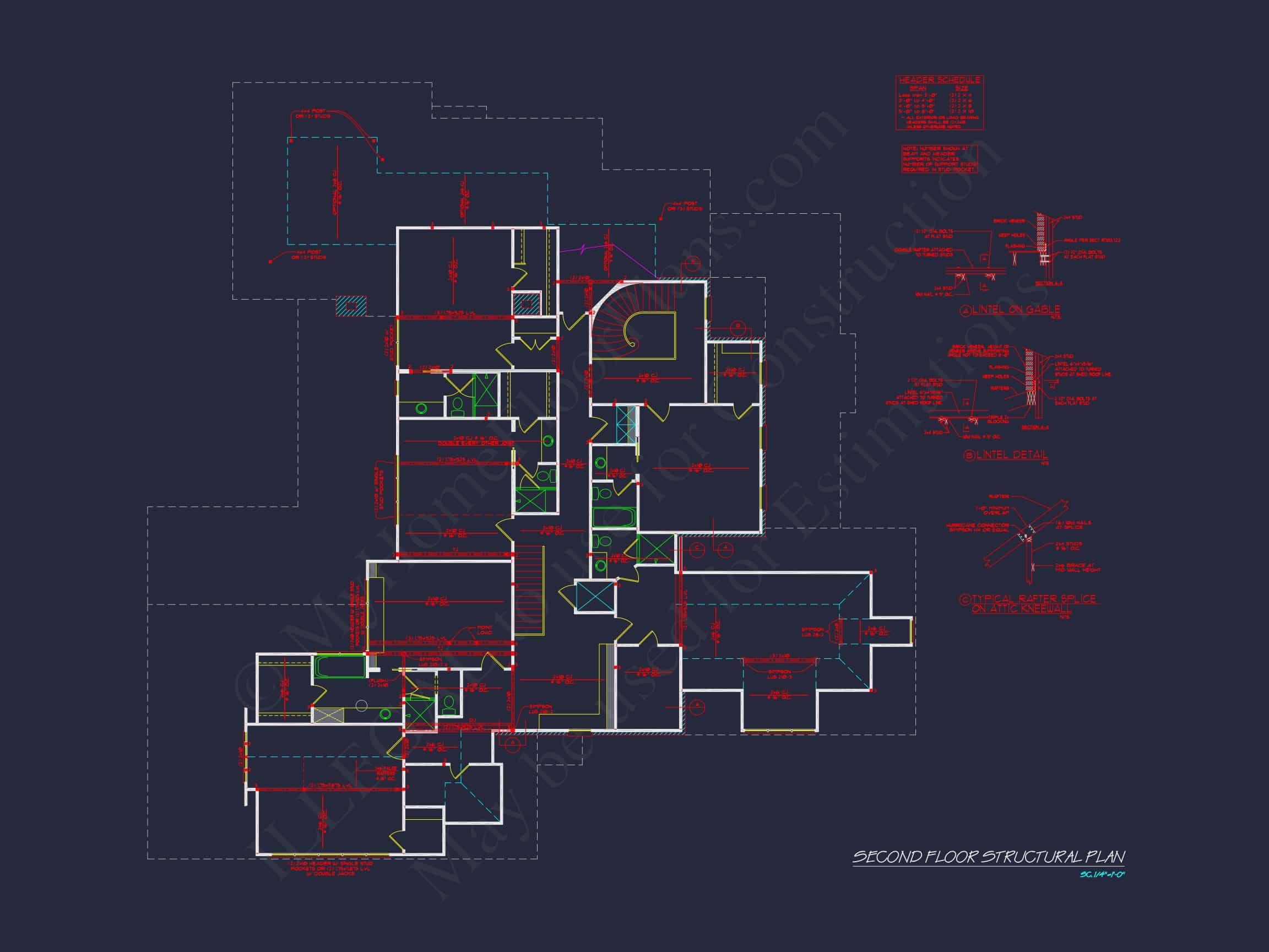 Spacious 5-Bedroom house Floor Plan with Detailed CAD Designs
