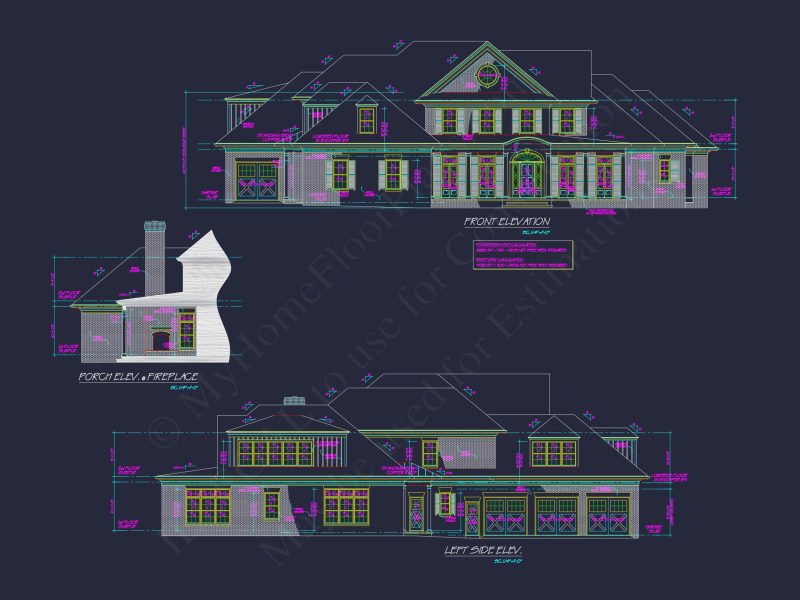 Spacious 5-Bedroom house Floor Plan with Detailed CAD Designs