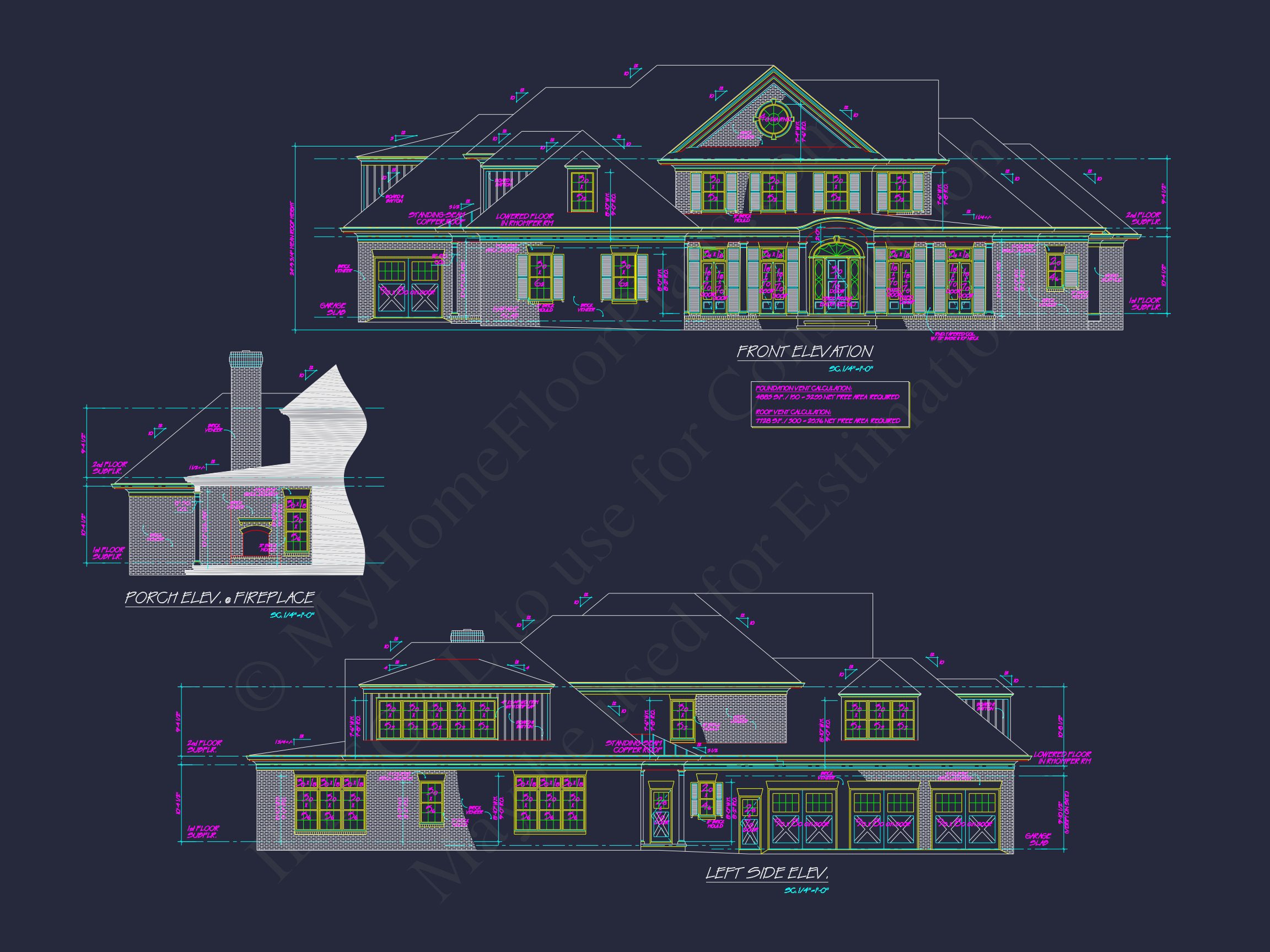 Spacious 5-Bedroom house Floor Plan with Detailed CAD Designs