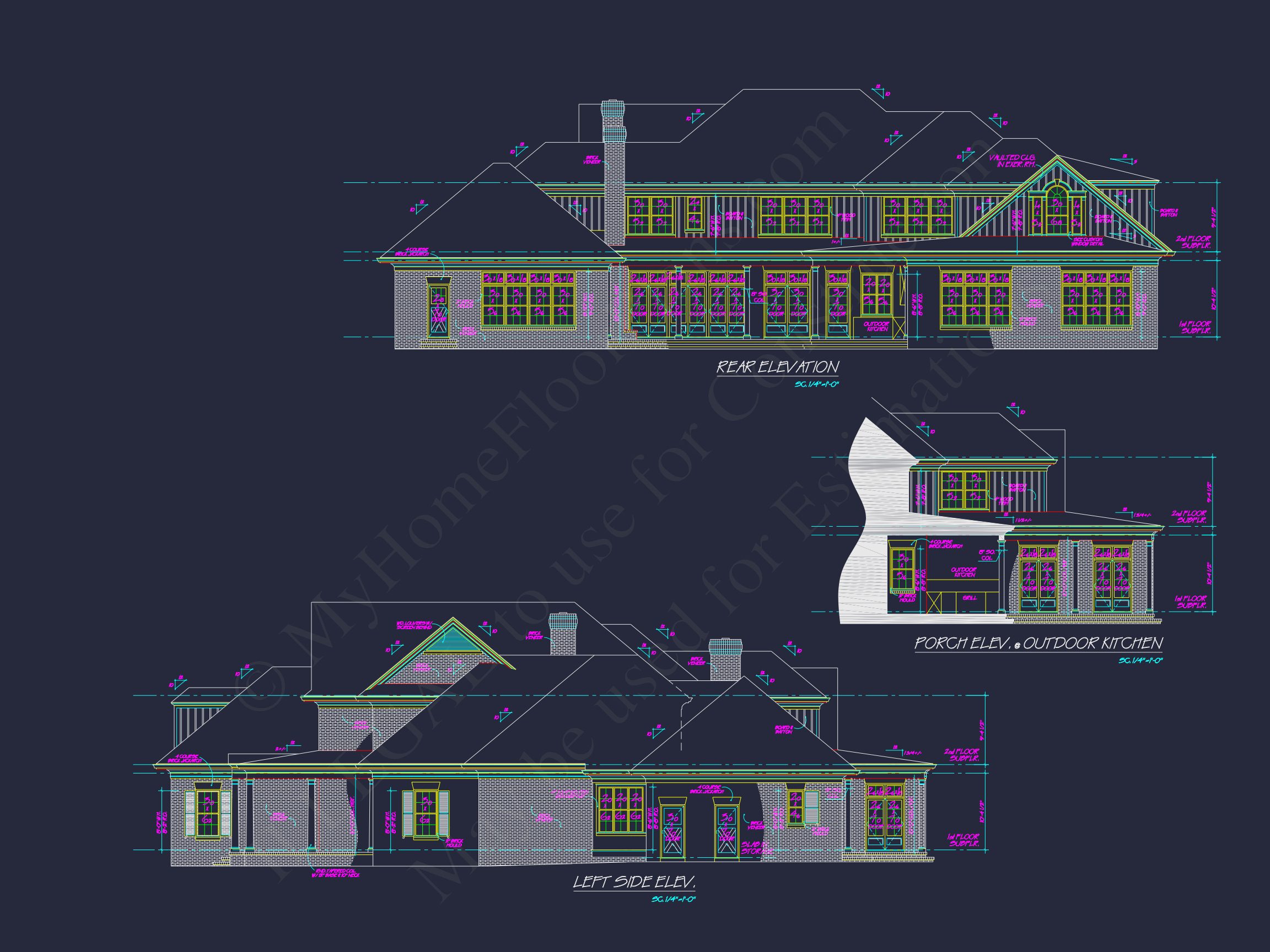 Spacious 5-Bedroom house Floor Plan with Detailed CAD Designs