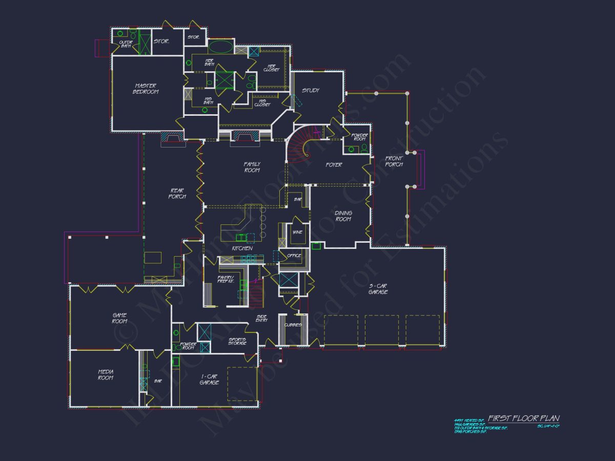 Spacious 5-Bedroom house Floor Plan with Detailed CAD Designs