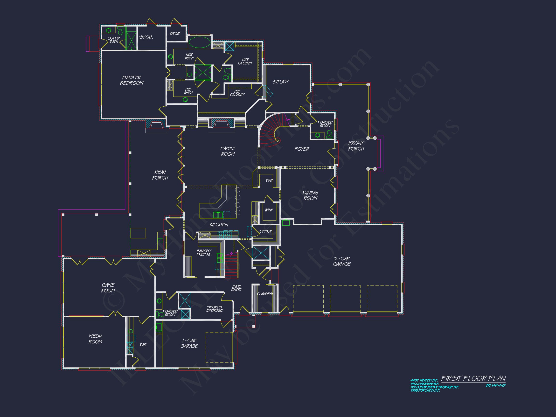 Spacious 5-Bedroom house Floor Plan with Detailed CAD Designs