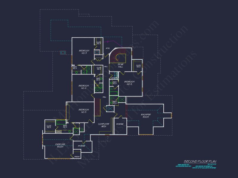 Spacious 5-Bedroom house Floor Plan with Detailed CAD Designs