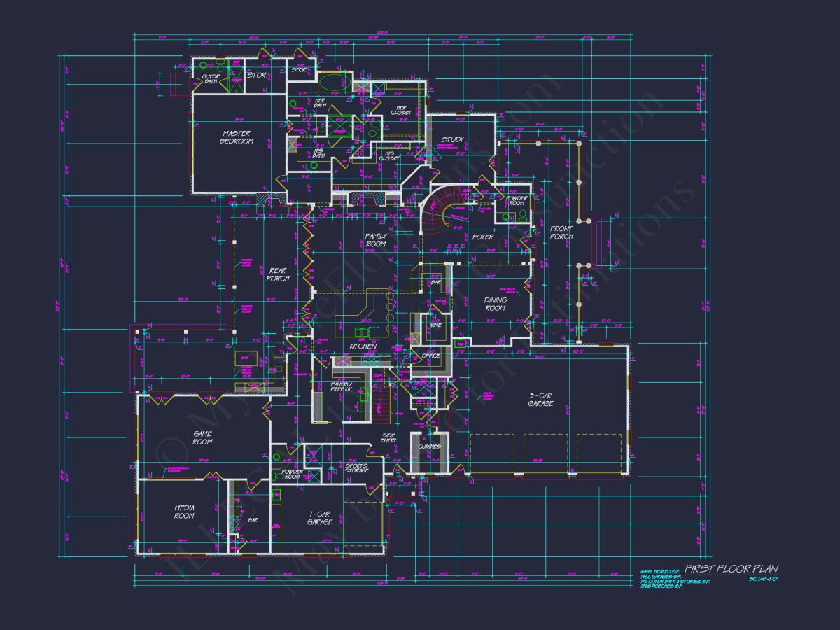 Spacious 5-Bedroom house Floor Plan with Detailed CAD Designs