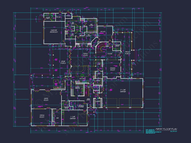 Spacious 5-Bedroom house Floor Plan with Detailed CAD Designs