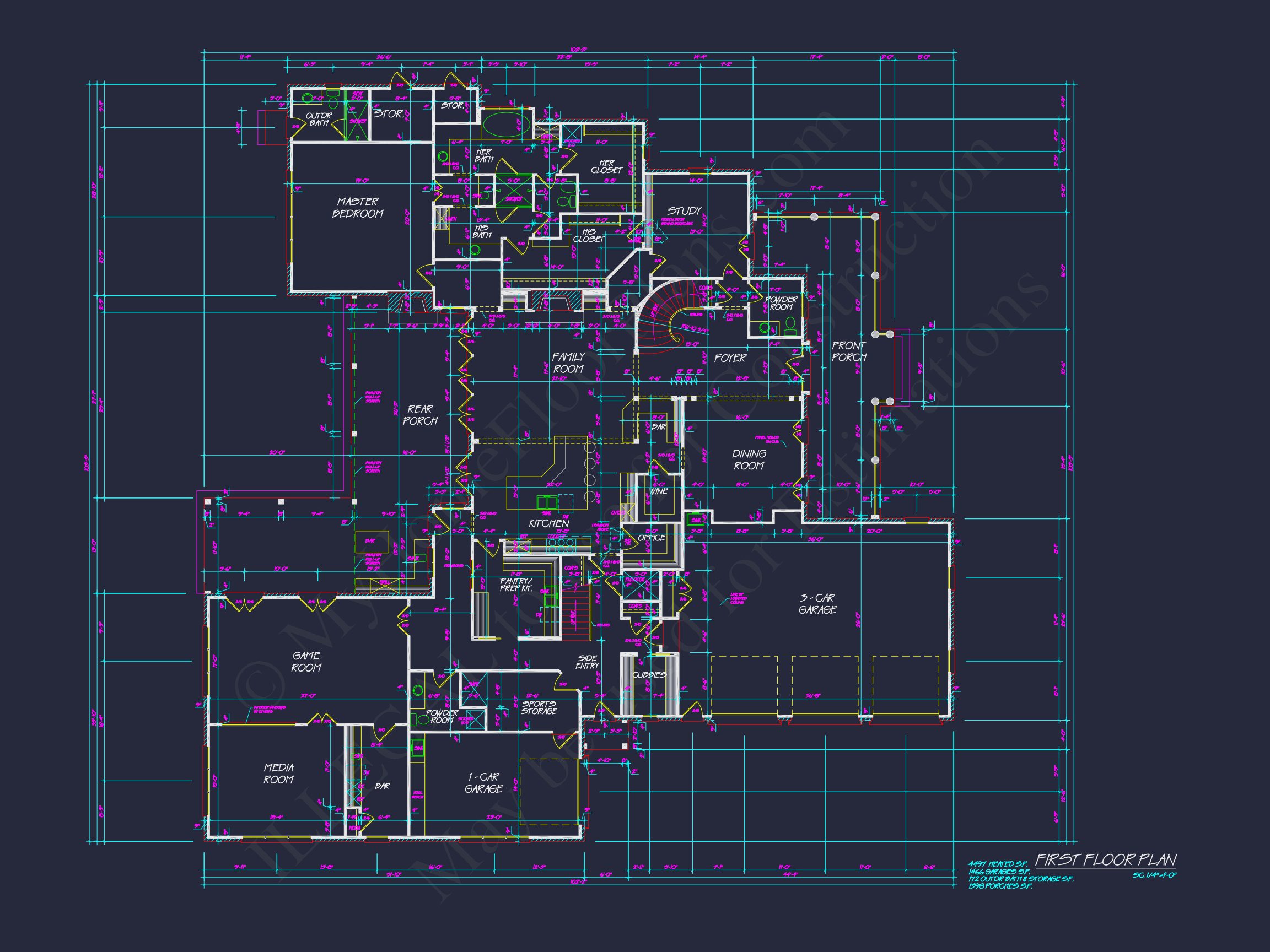 Spacious 5-Bedroom house Floor Plan with Detailed CAD Designs