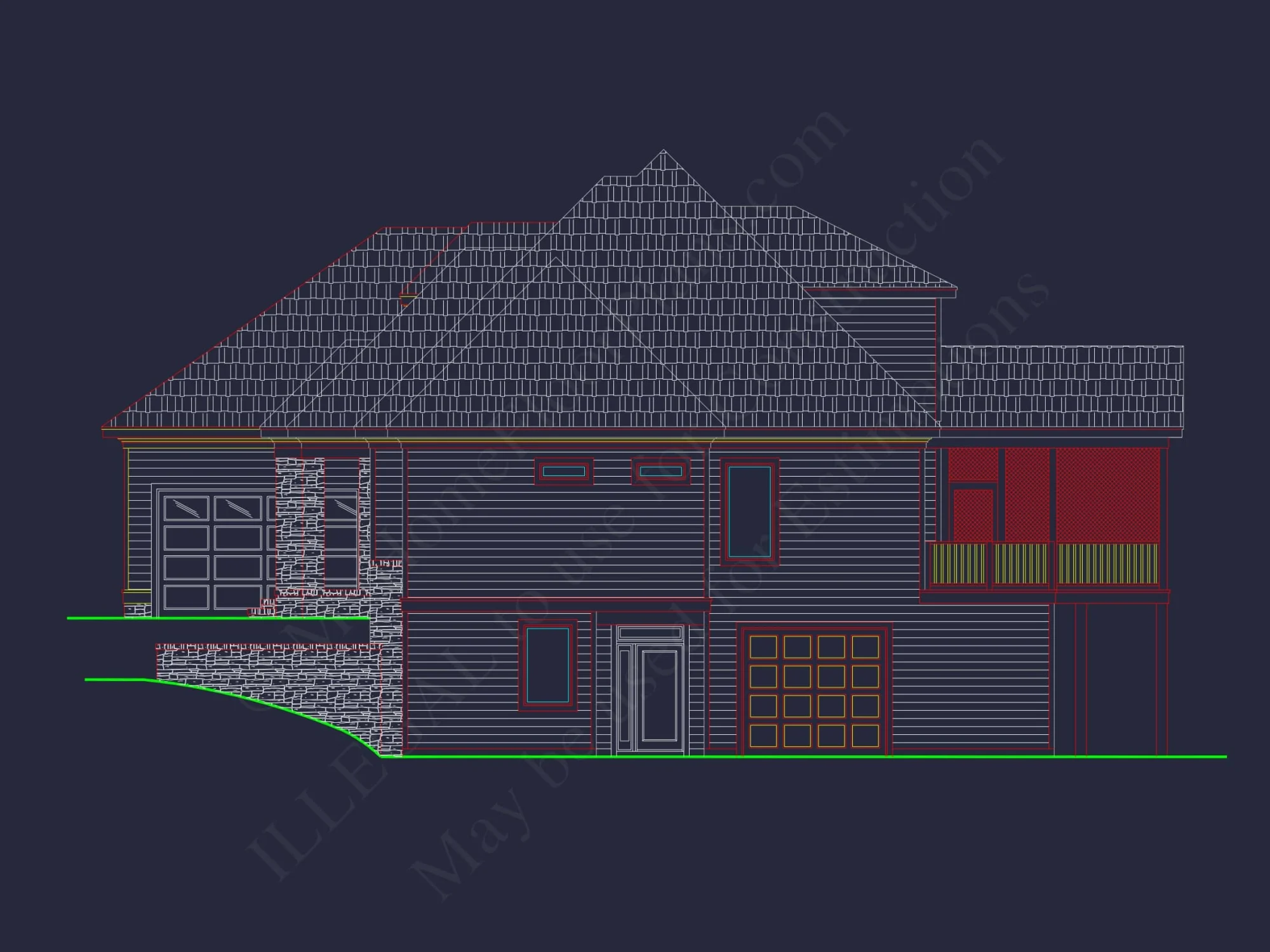 Spacious 5-Bedroom house Plan with Modern Floor Design & CAD Blueprint
