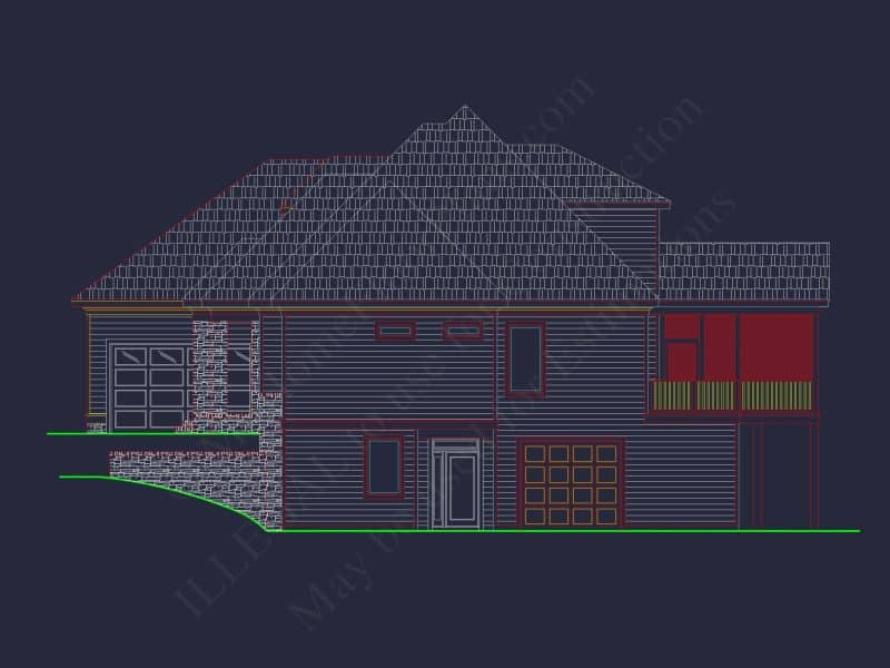 Spacious 5-Bedroom house Plan with Modern Floor Design & CAD Blueprint