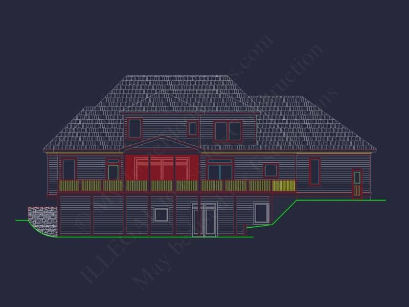 Spacious 5-Bedroom house Plan with Modern Floor Design & CAD Blueprint