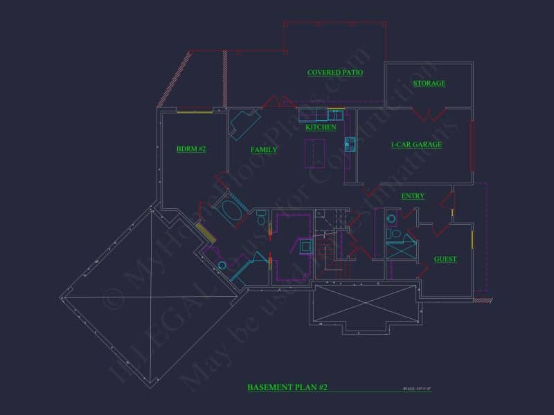 Spacious 5-Bedroom house Plan with Modern Floor Design & CAD Blueprint